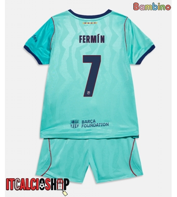 Barcelona Fermin Lopez #7 Terza Maglia Bambino 2026-27 Manica Corta (+ Pantaloni corti)